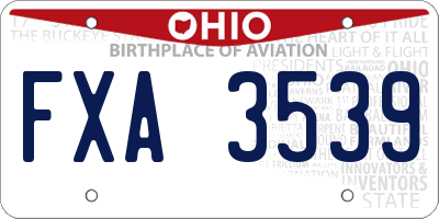 OH license plate FXA3539