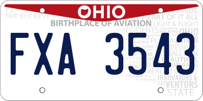 OH license plate FXA3543