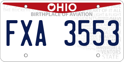 OH license plate FXA3553