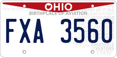 OH license plate FXA3560