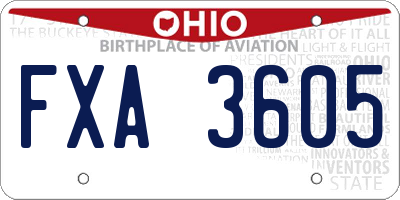 OH license plate FXA3605
