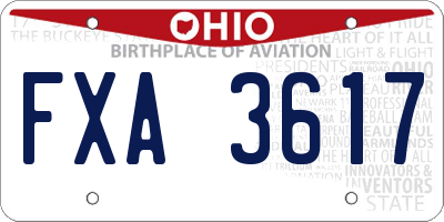 OH license plate FXA3617