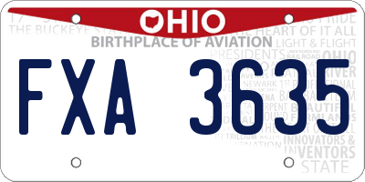 OH license plate FXA3635