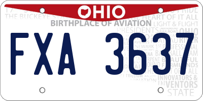 OH license plate FXA3637
