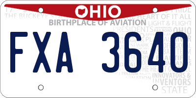 OH license plate FXA3640