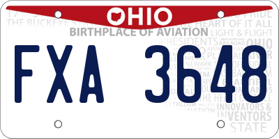 OH license plate FXA3648