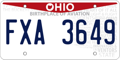 OH license plate FXA3649