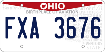OH license plate FXA3676