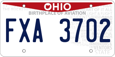 OH license plate FXA3702