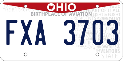 OH license plate FXA3703