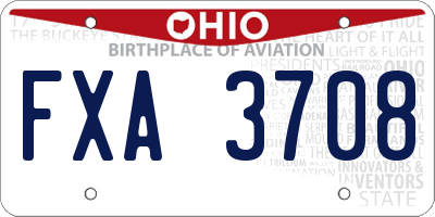 OH license plate FXA3708