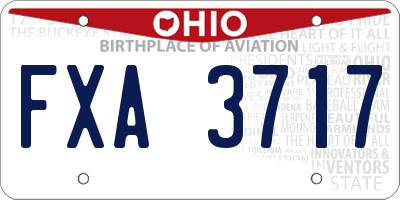 OH license plate FXA3717