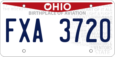 OH license plate FXA3720