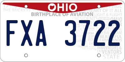 OH license plate FXA3722