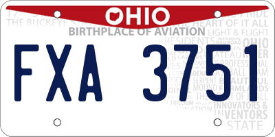OH license plate FXA3751