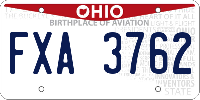 OH license plate FXA3762