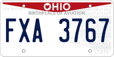 OH license plate FXA3767