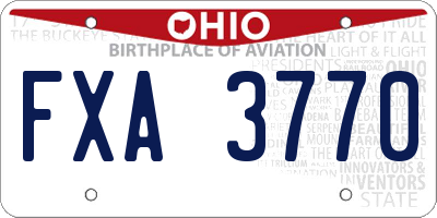 OH license plate FXA3770