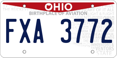 OH license plate FXA3772