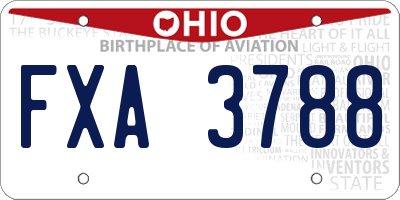 OH license plate FXA3788