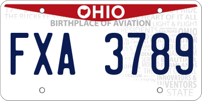 OH license plate FXA3789
