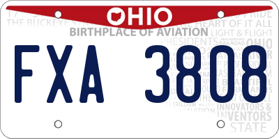 OH license plate FXA3808