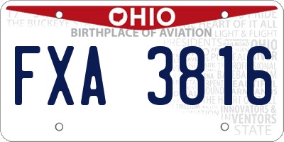OH license plate FXA3816