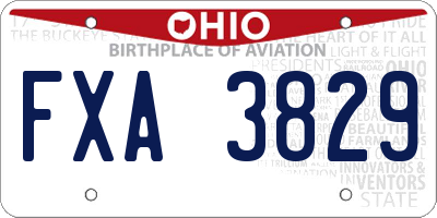 OH license plate FXA3829