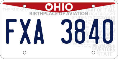 OH license plate FXA3840