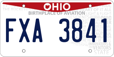 OH license plate FXA3841