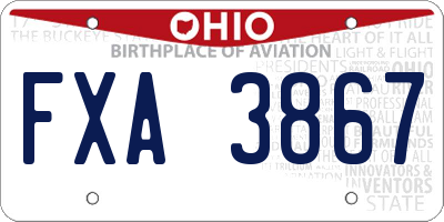 OH license plate FXA3867