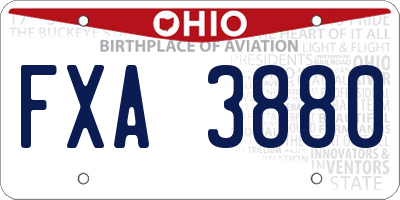 OH license plate FXA3880
