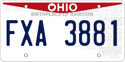 OH license plate FXA3881