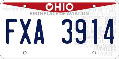 OH license plate FXA3914