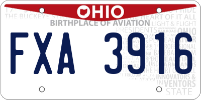 OH license plate FXA3916