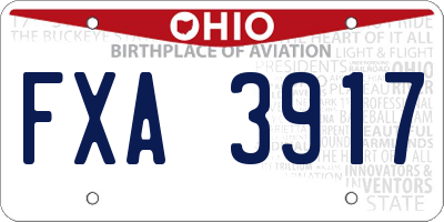 OH license plate FXA3917