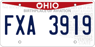 OH license plate FXA3919