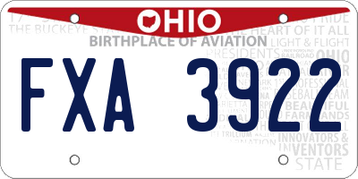 OH license plate FXA3922