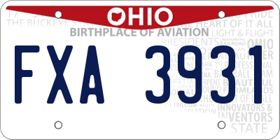OH license plate FXA3931