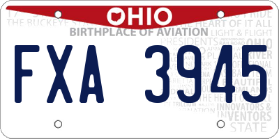 OH license plate FXA3945