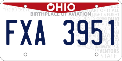 OH license plate FXA3951