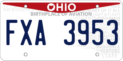 OH license plate FXA3953