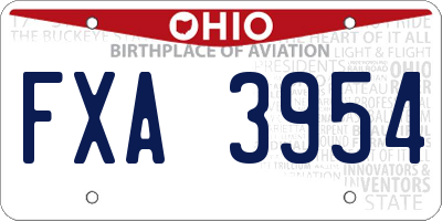 OH license plate FXA3954