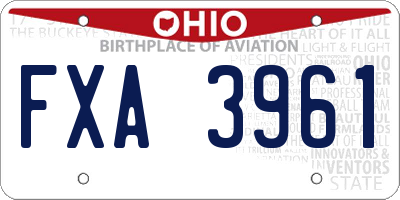 OH license plate FXA3961