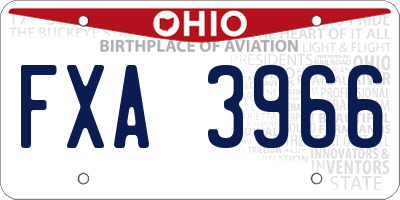 OH license plate FXA3966