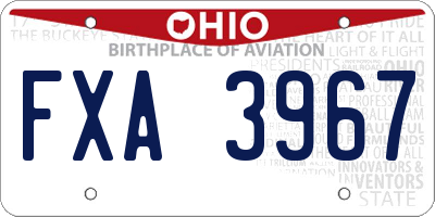 OH license plate FXA3967