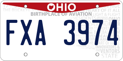 OH license plate FXA3974