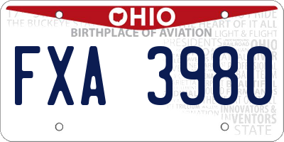 OH license plate FXA3980