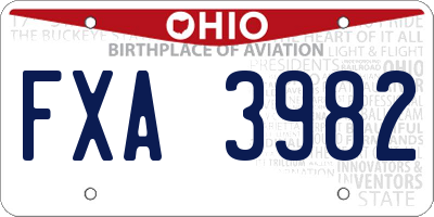 OH license plate FXA3982