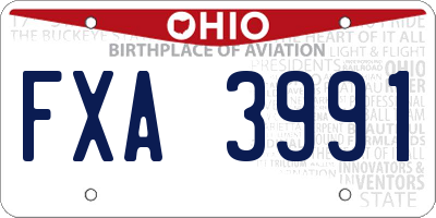 OH license plate FXA3991